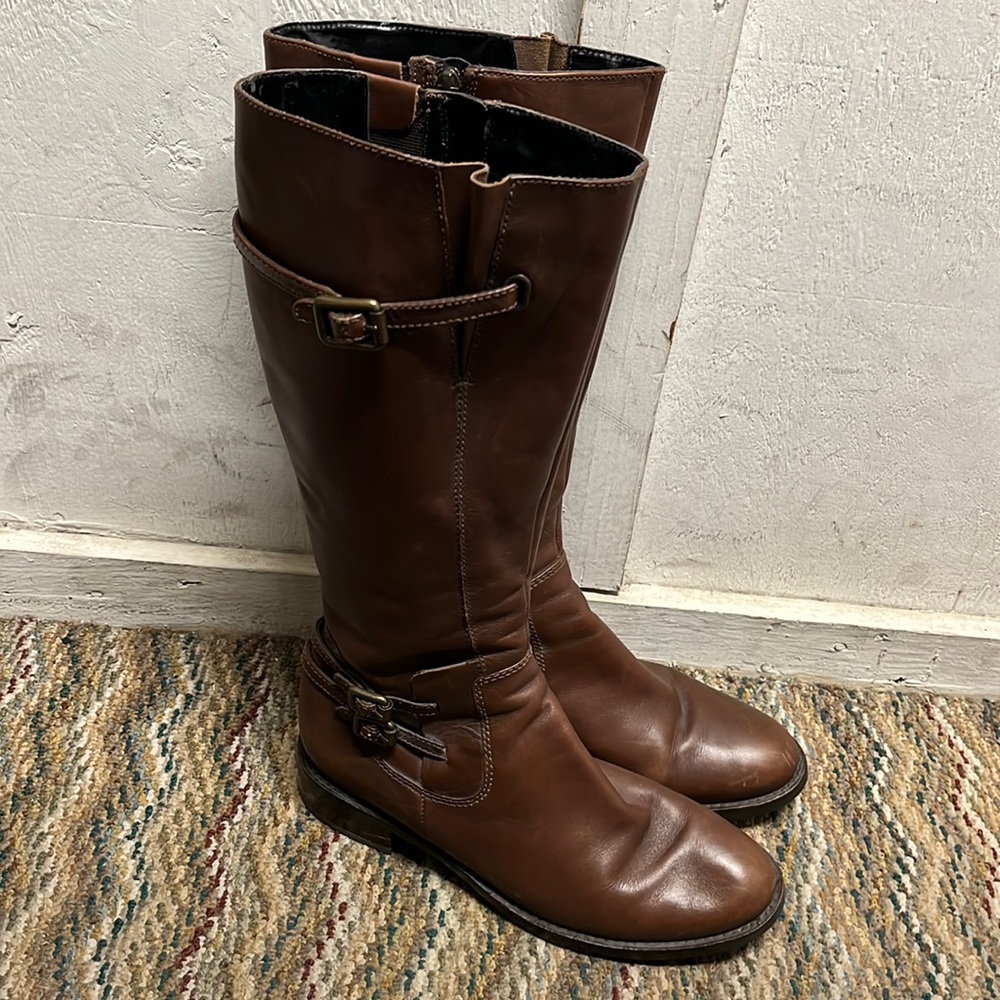 Brown leather Ecco riding boots